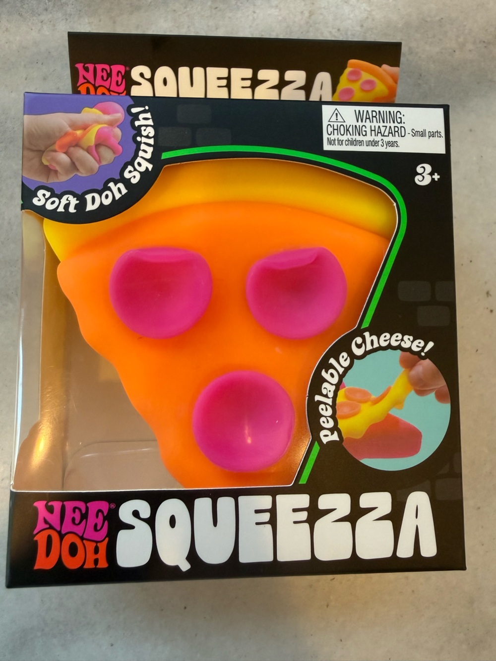 Needoh Squeezza Pizza Peelable Cheese Toy - Orange & Pink Squishy Squish